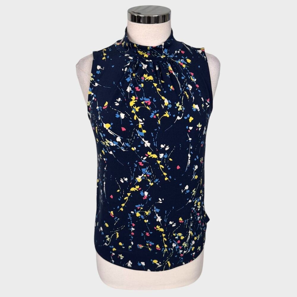 Banana Republic Factory Womens XS Sleeveless Blue Floral Blouse